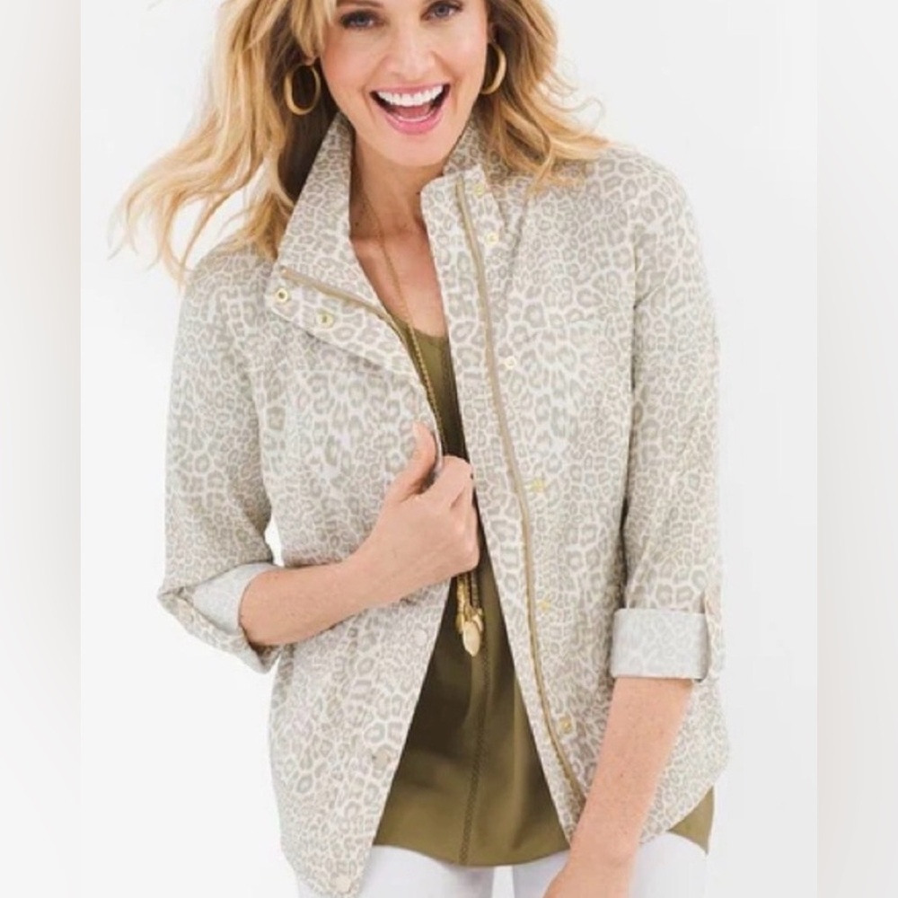 Chico's Luxe Twill Utility in Leopard Animal Print